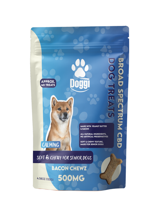 Peanut butter and bacon CBD dog treats – 500MG broad spectrum CBD calming support for senior dogs