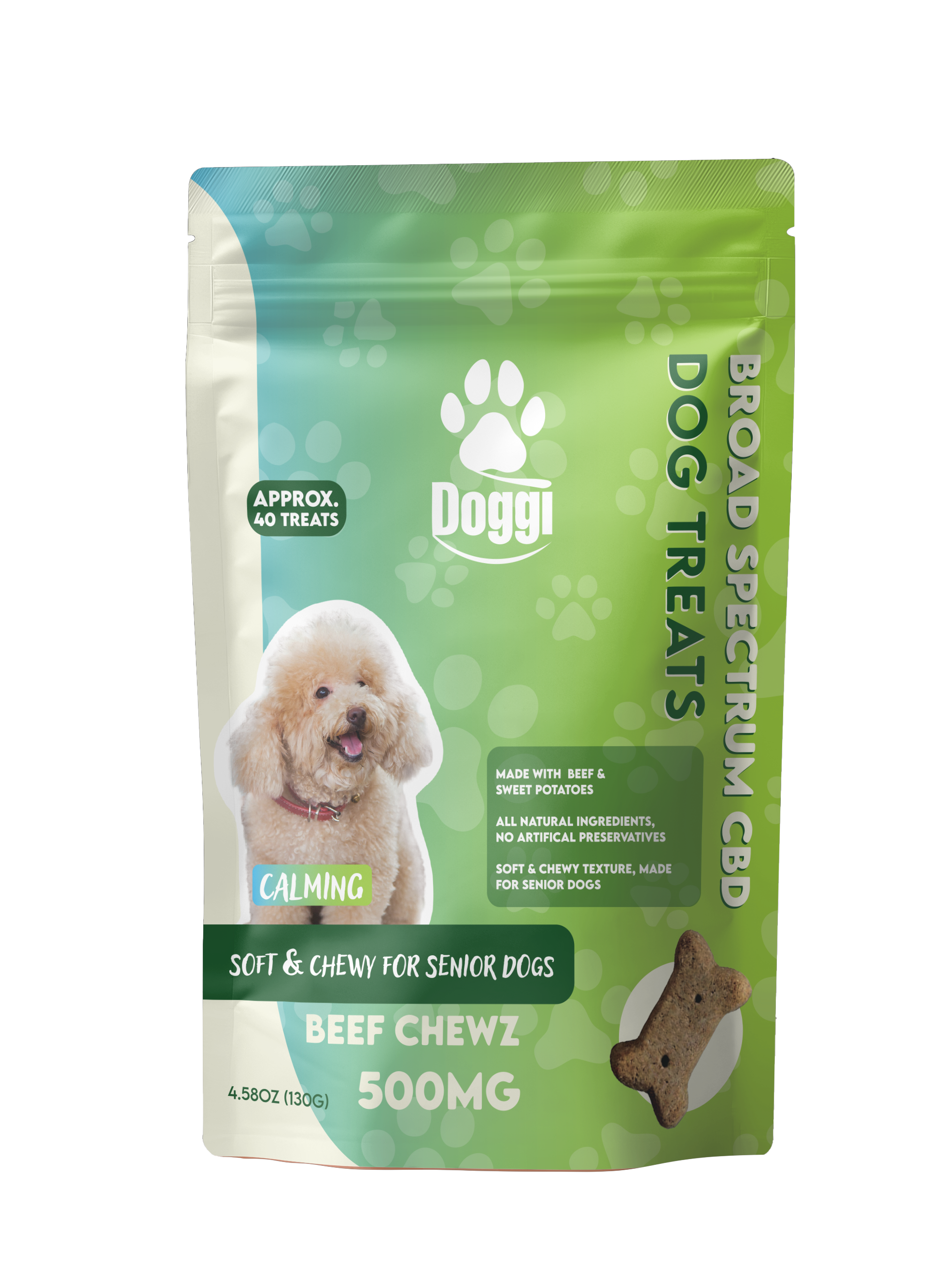 Soft and chewy beef and sweet potato CBD dog treats – 500MG broad spectrum CBD for seniors