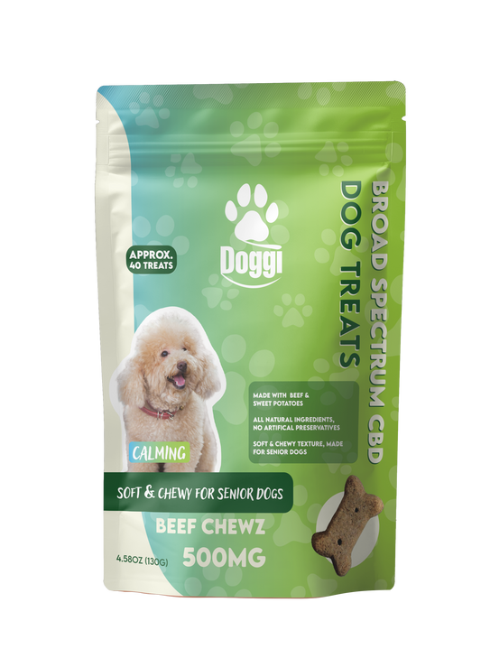 Soft and chewy beef and sweet potato CBD dog treats – 500MG broad spectrum CBD for seniors