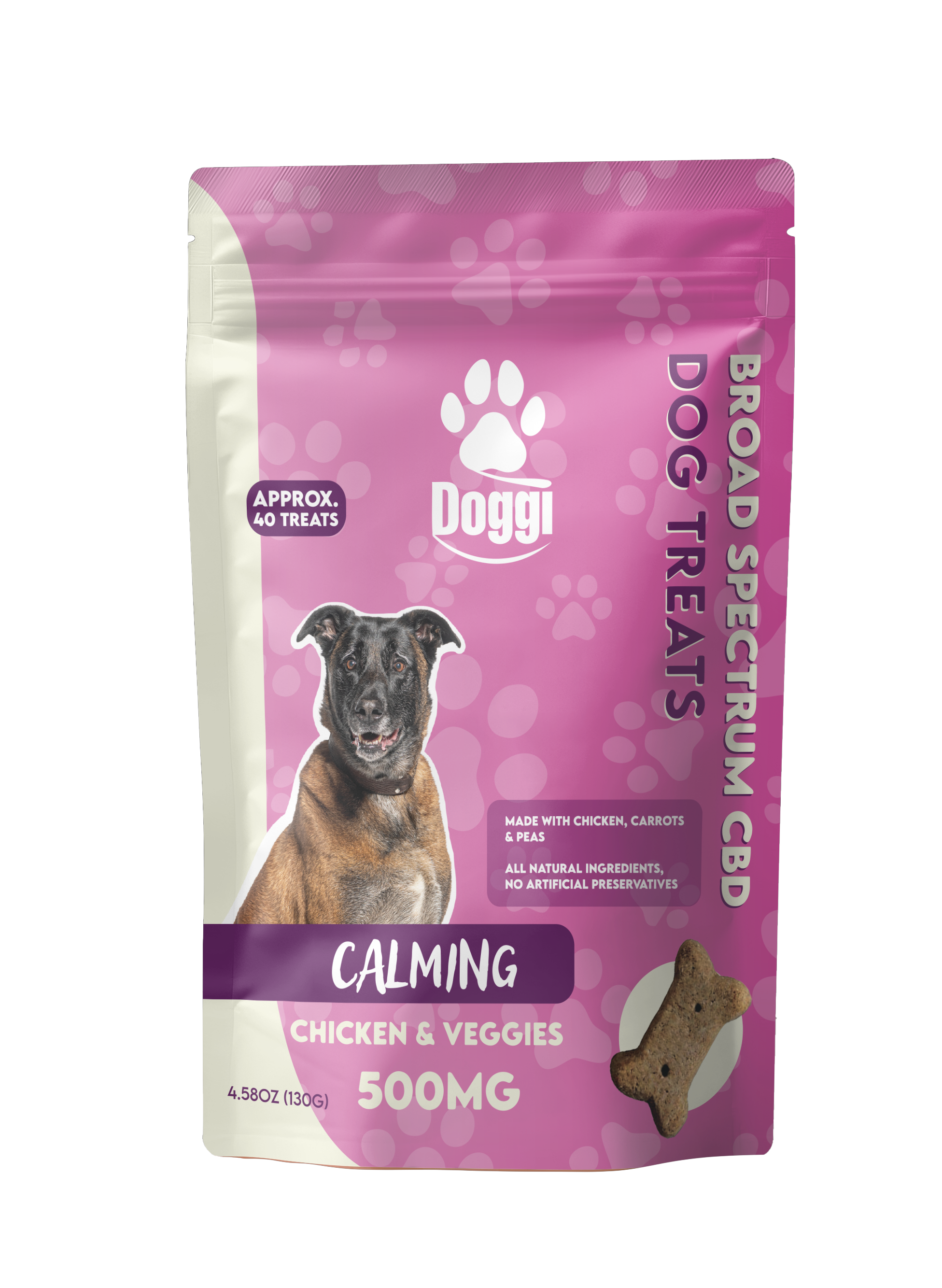 Doggi CBD Chicken & Veggies calming dog treats, 12.5MG CBD per treat, 500MG per pouch – natural stress relief for dogs