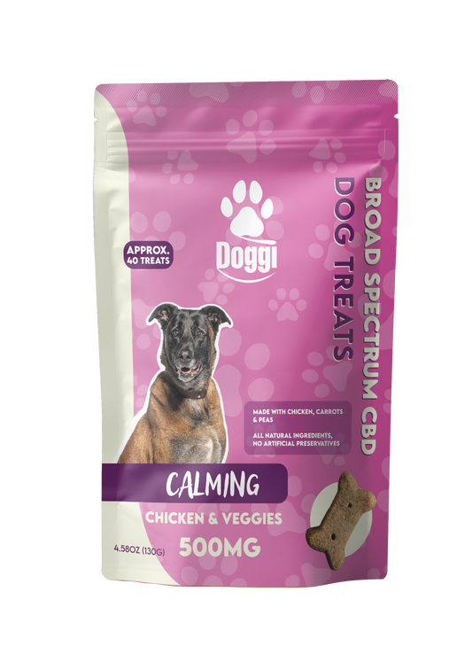 Doggi CBD Chicken & Veggies calming dog treats, 12.5MG CBD per treat, 500MG per pouch – natural stress relief for dogs