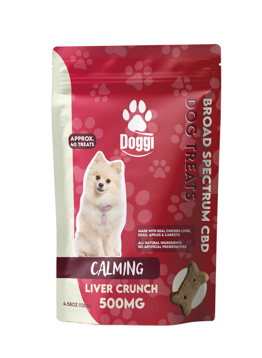 Crunchy chicken liver CBD dog treats with eggs, apples, and carrots – 500MG broad spectrum CBD for relaxation
