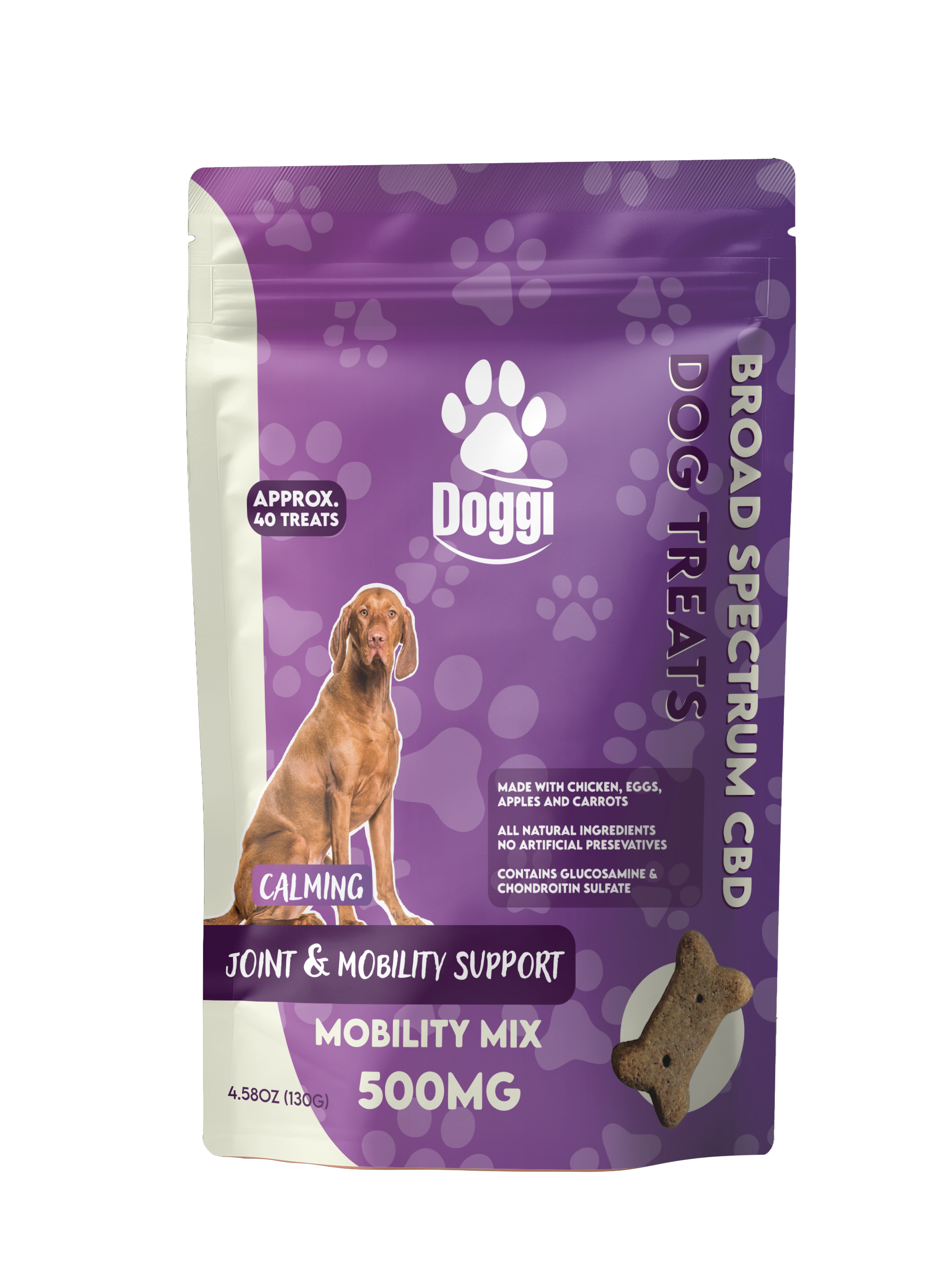 Chicken, egg, apple, and carrot CBD dog treats with glucosamine and chondroitin – 500MG broad spectrum CBD for mobility