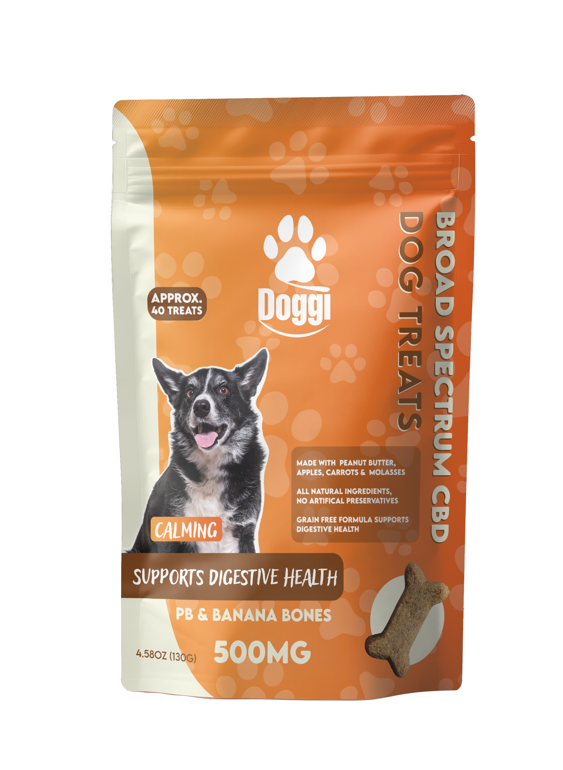 Grain-free peanut butter and banana CBD dog treats with apples, carrots, and molasses – 500MG broad spectrum CBD