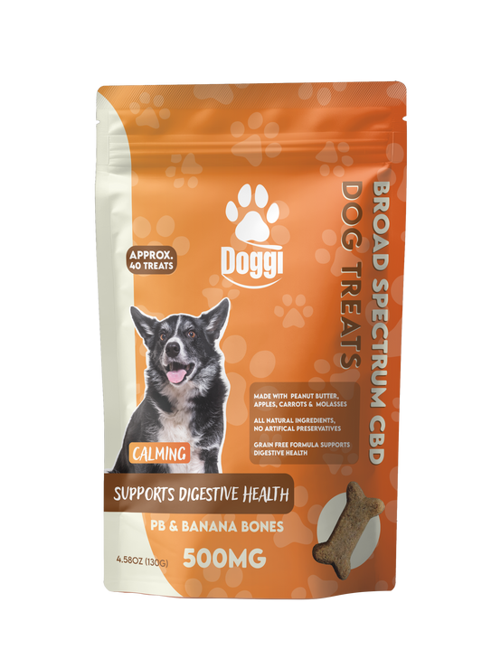 Grain-free peanut butter and banana CBD dog treats with apples, carrots, and molasses – 500MG broad spectrum CBD