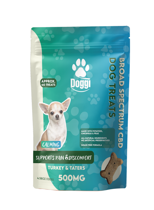 Doggi CBD Turkey & Taters dog treats, 12.5MG CBD per treat, 500MG total – natural support for pain relief and calmness